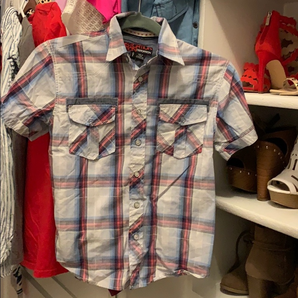Distortion- Gently worn button down shirt
